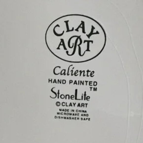 CLAY ART Jalapeño PLATE Hot Pepper Black orange yellow green fiesta 1” d x 8” sq - Picture 12 of 13